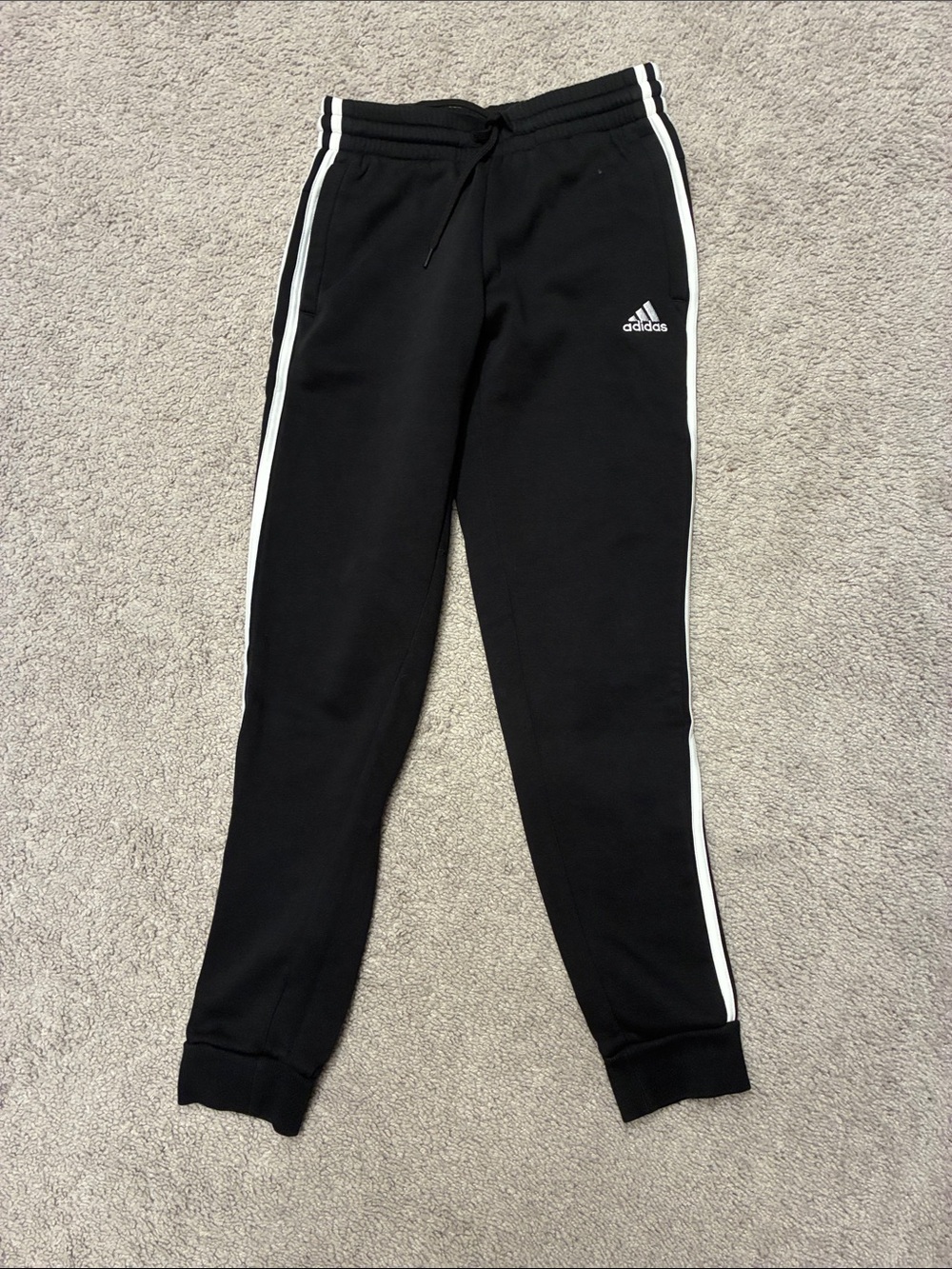 adidas Black Jogger Pants with White Side Stripes